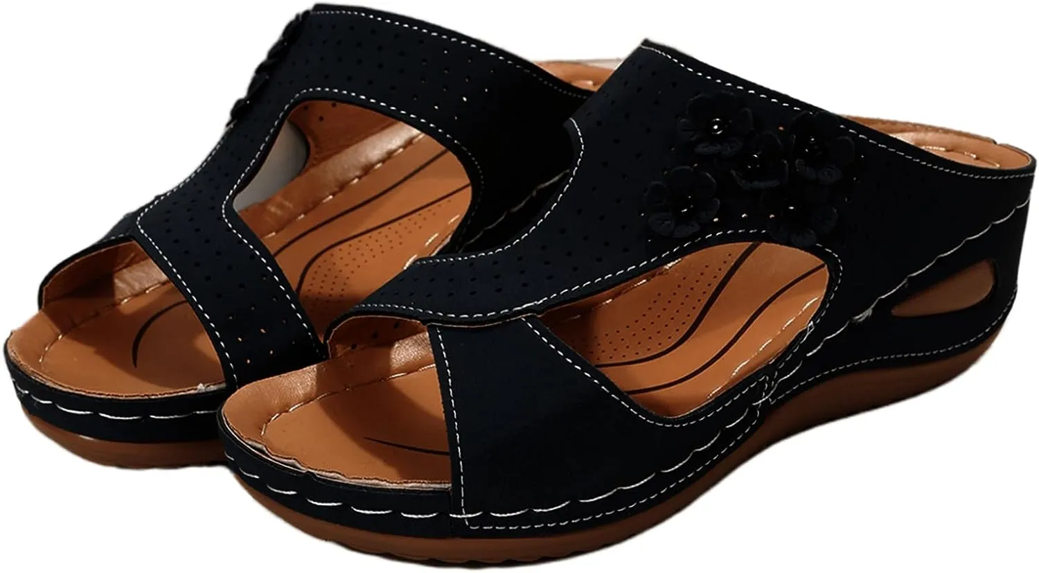 Sandals Women Comfortable Dressy Wedge Sandals Fashion Orthotic Slides Lightweight Athletic Slip On Orthopedic Slippers