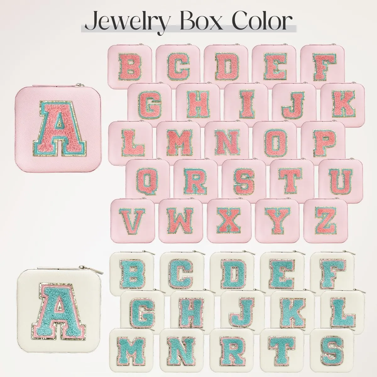 SANDJEST Personalized Jewelry Box, White Travel Jewelry Box with Initial F, Small Monogrammed Jewelry Case Organizer for Girls Women Teen Kids, Mini Travel Essentials Gifts for Birthday Christmas