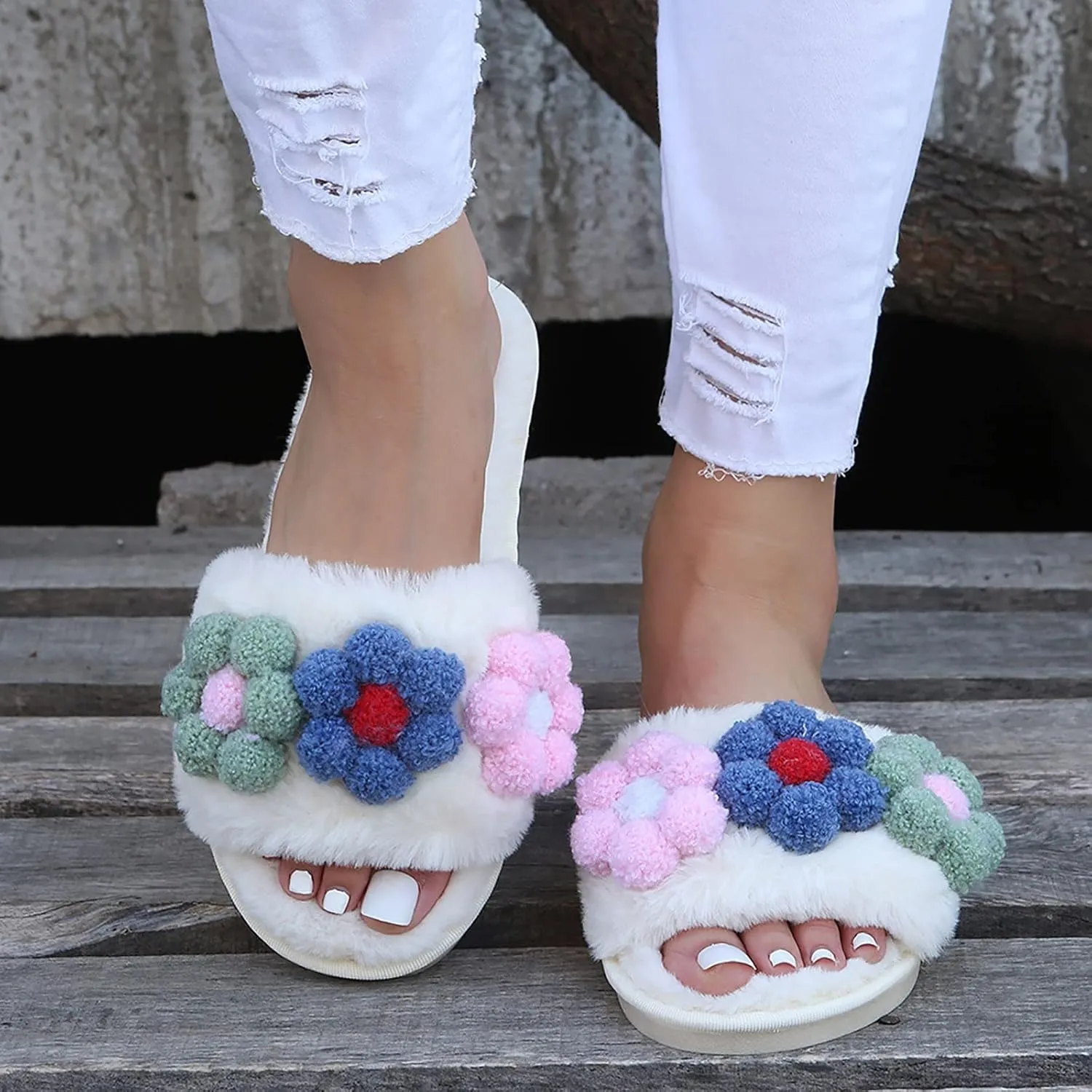 SBGMoSJ Womens Winter Slippers Clogs Ladies Slippers Winter Disposable House Slippers Funny Slippers for Adults Men Pencil Christmas Tree Gifts for Her 2023