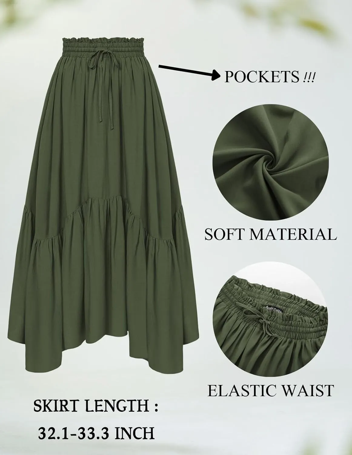 Scarlet Darkness Maxi Skirts for Women High Waist Renaissance Skirt Long Skirt with Pockets