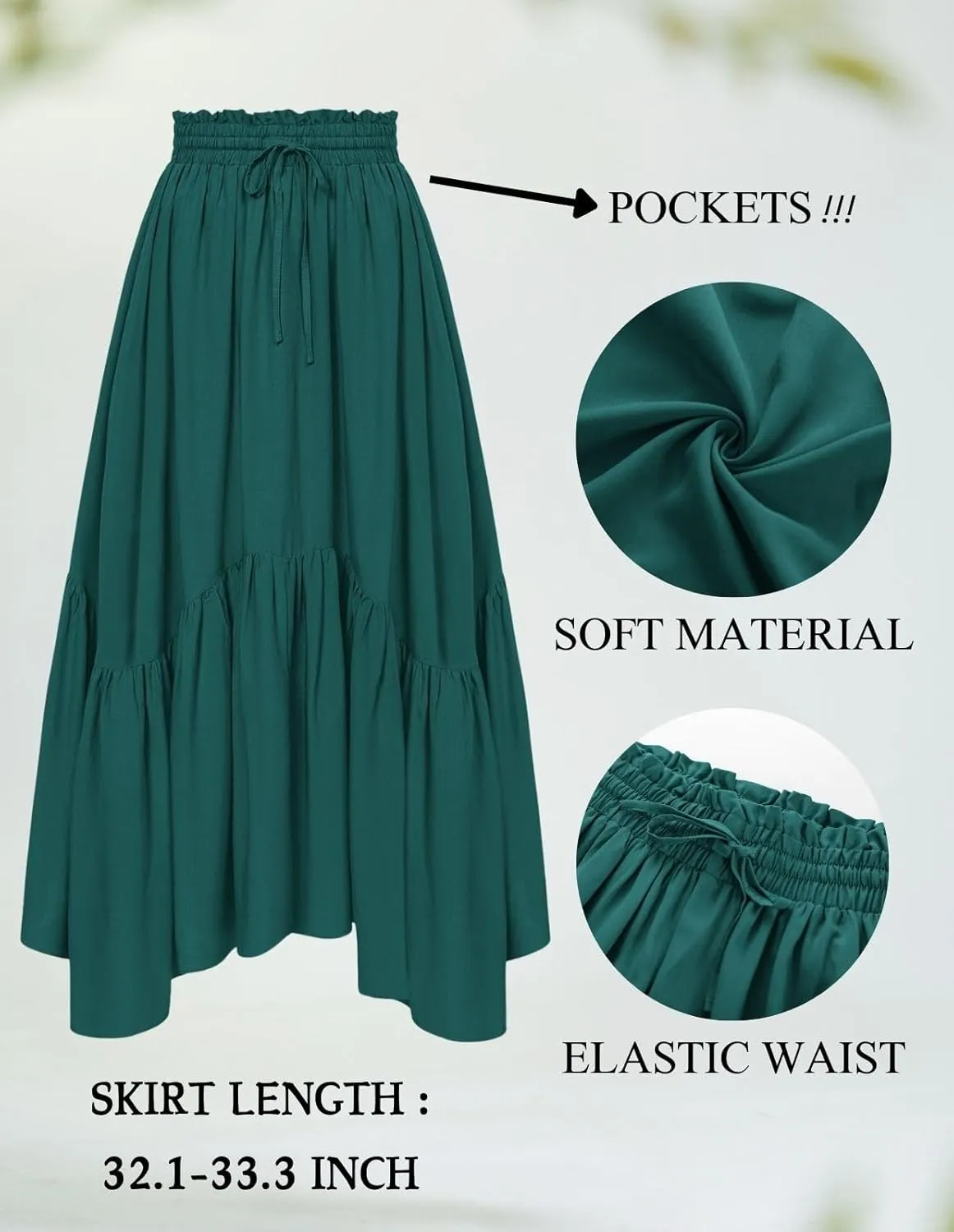Scarlet Darkness Maxi Skirts for Women High Waist Renaissance Skirt Long Skirt with Pockets