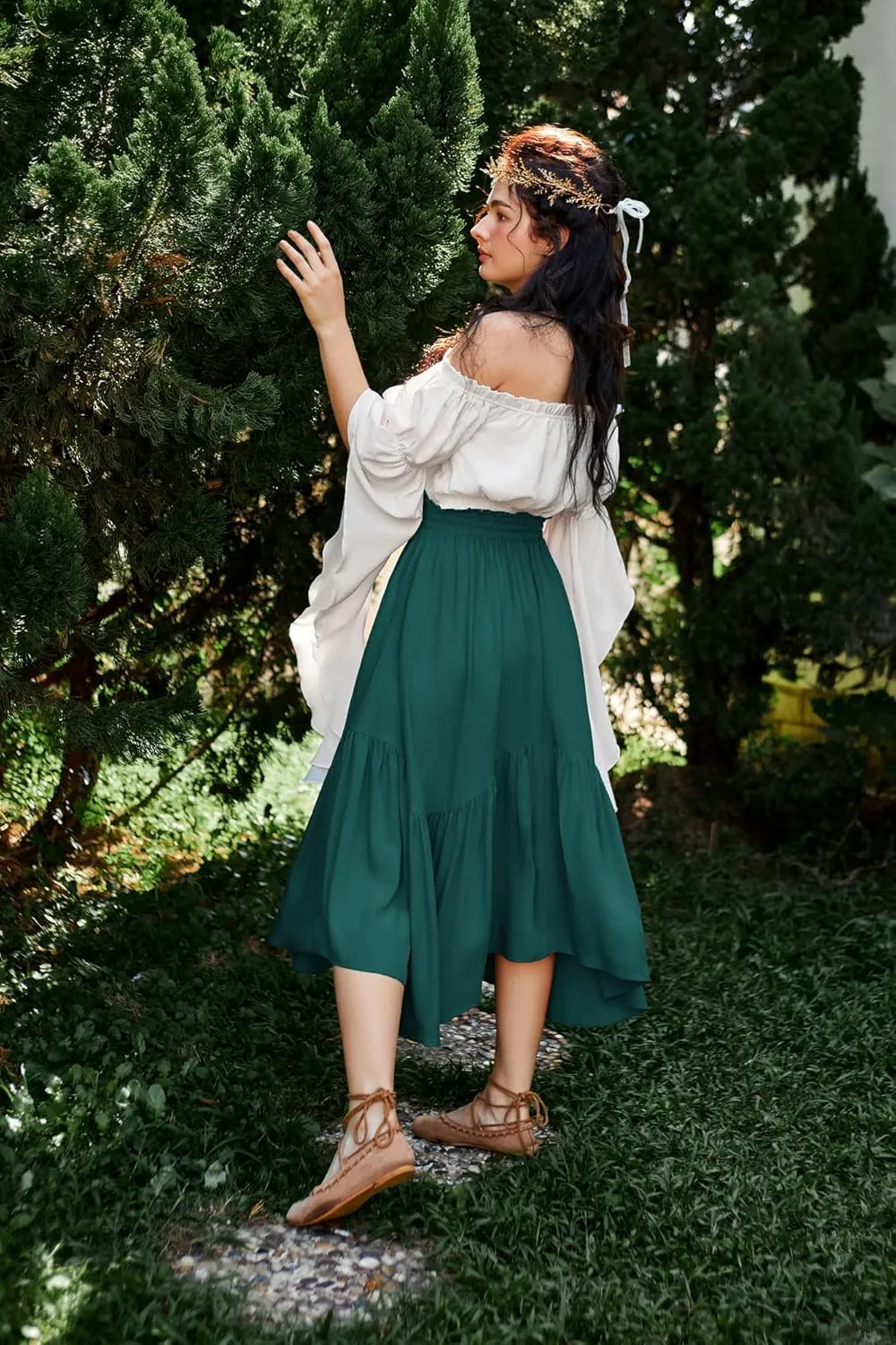 Scarlet Darkness Maxi Skirts for Women High Waist Renaissance Skirt Long Skirt with Pockets