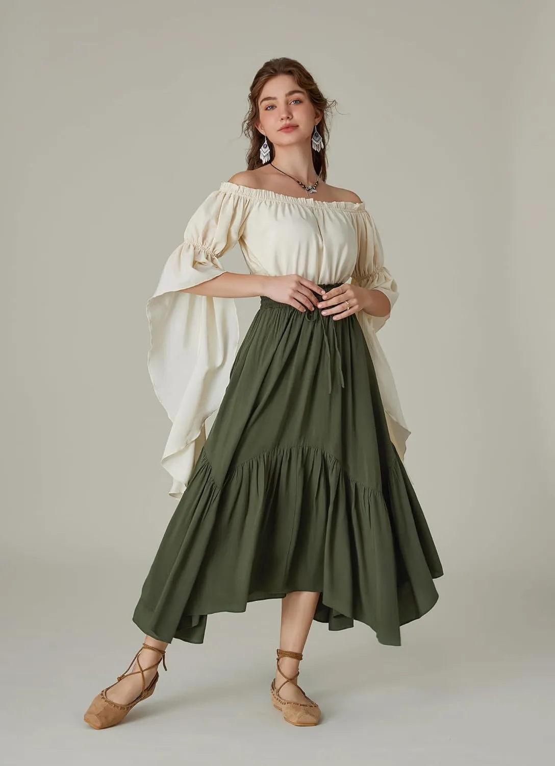 Scarlet Darkness Maxi Skirts for Women High Waist Renaissance Skirt Long Skirt with Pockets
