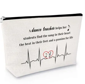 Sfodiary Dance Teacher Appreciation Gift Makeup Bag Funny Birthday Retirement Gift for Dance Teacher Friends Cosmetic Bag Christmas Friendship Thank You Present Travel Cosmetic Pouch