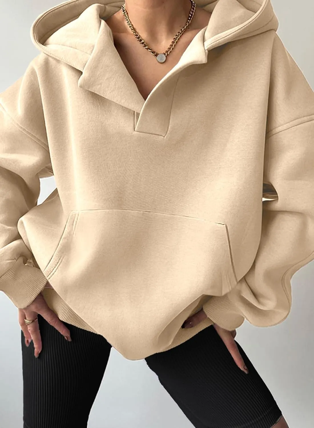 SHEWIN Women Casual Oversized Long Sleeve Fleece Sweatshirt Hoodies with Pockets, S-XXL