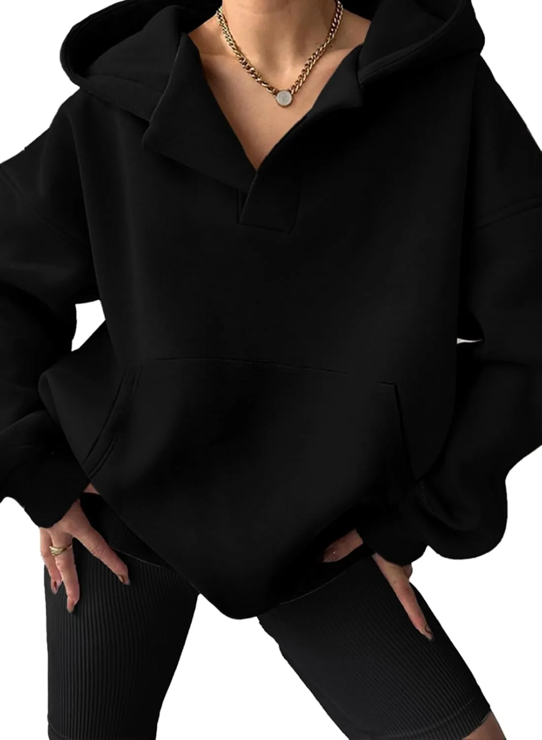 SHEWIN Women Casual Oversized Long Sleeve Fleece Sweatshirt Hoodies with Pockets, S-XXL