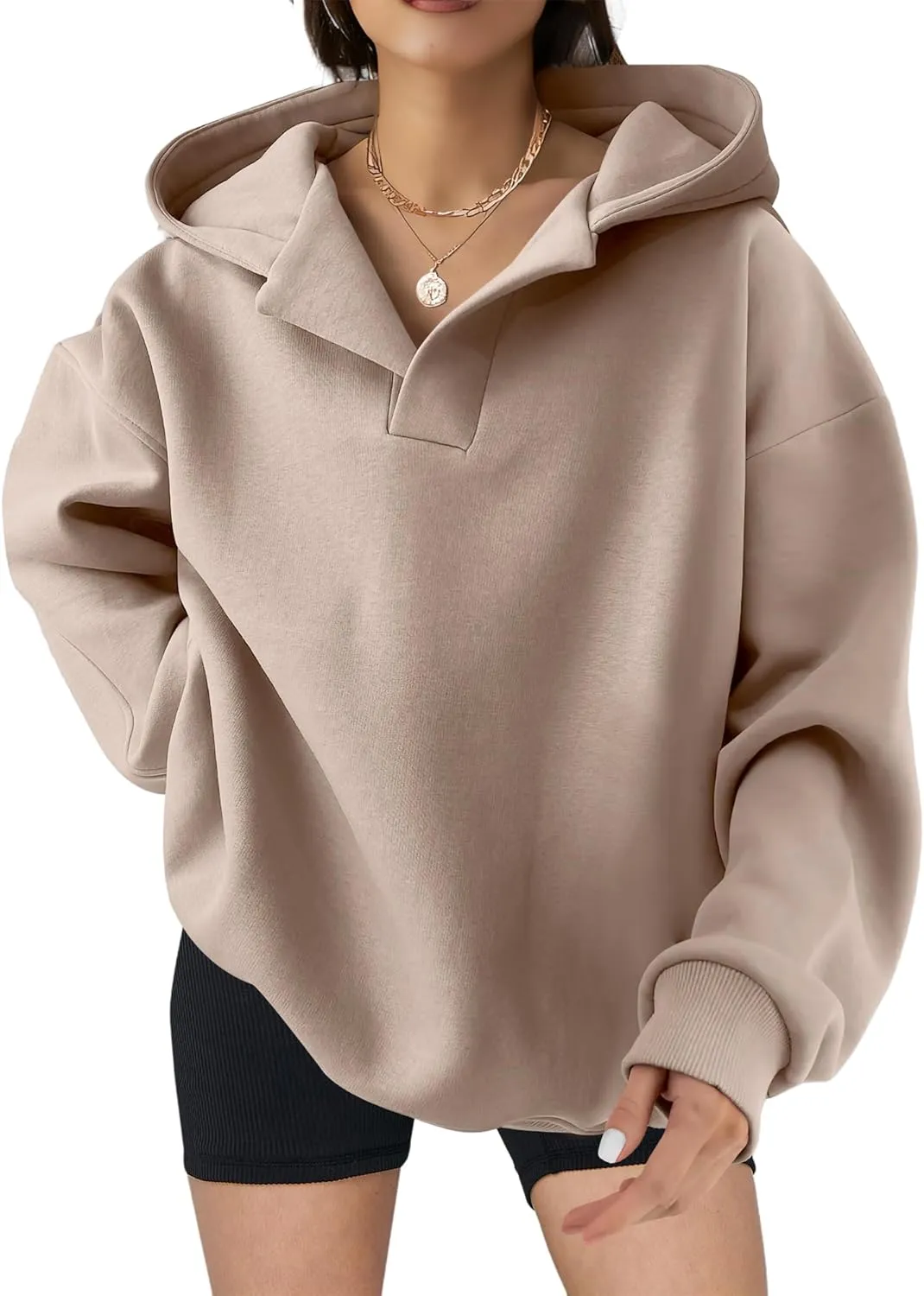 SHEWIN Women Casual Oversized Long Sleeve Fleece Sweatshirt Hoodies with Pockets, S-XXL
