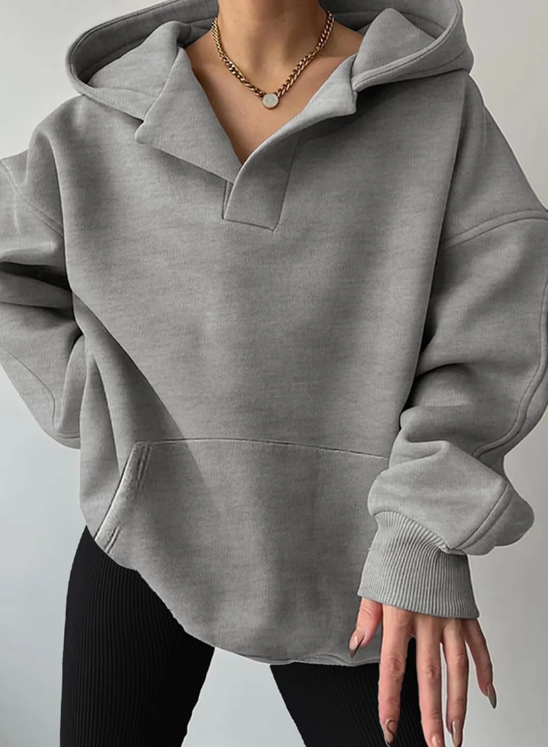 SHEWIN Women Casual Oversized Long Sleeve Fleece Sweatshirt Hoodies with Pockets, S-XXL
