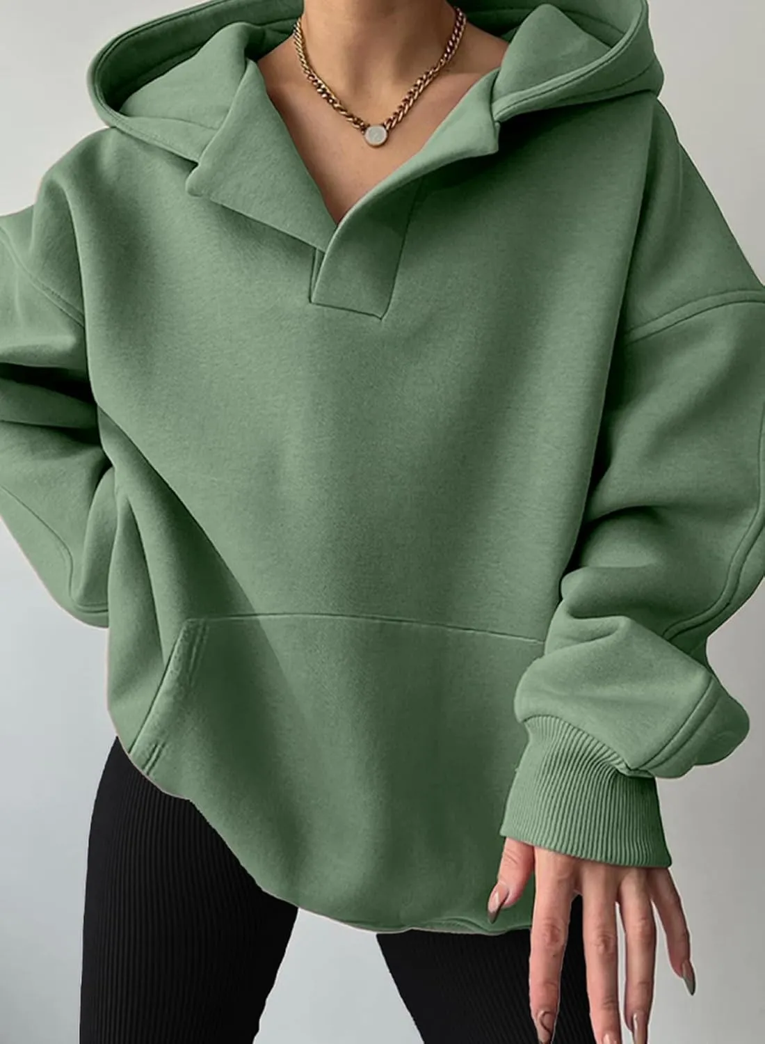 SHEWIN Women Casual Oversized Long Sleeve Fleece Sweatshirt Hoodies with Pockets, S-XXL