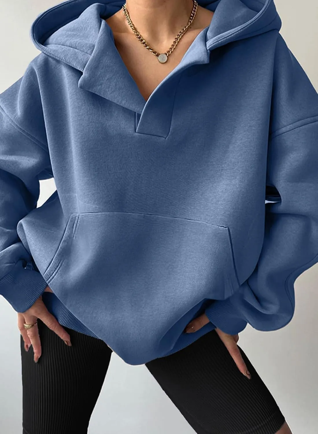 SHEWIN Women Casual Oversized Long Sleeve Fleece Sweatshirt Hoodies with Pockets, S-XXL