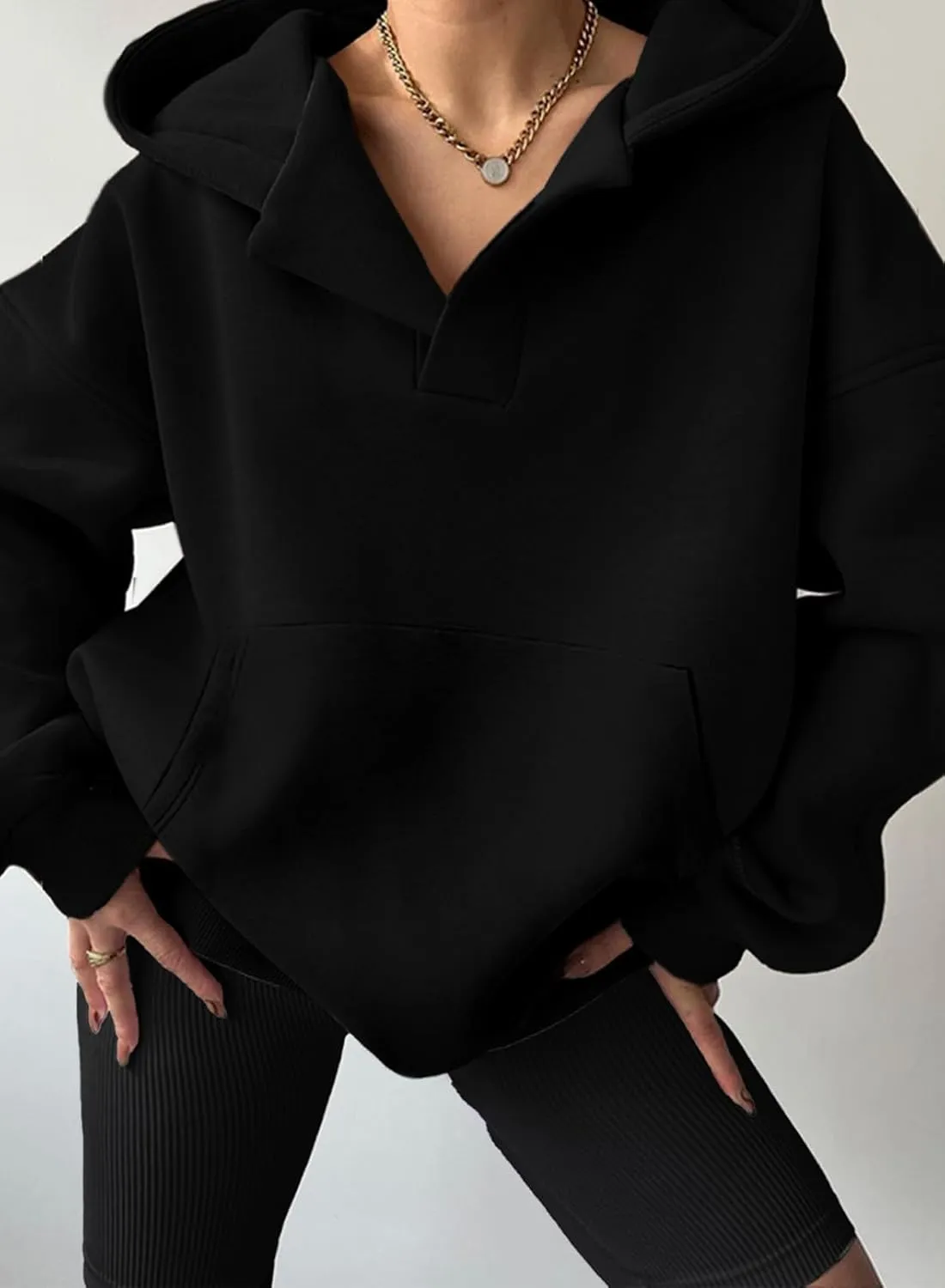 SHEWIN Women Casual Oversized Long Sleeve Fleece Sweatshirt Hoodies with Pockets, S-XXL