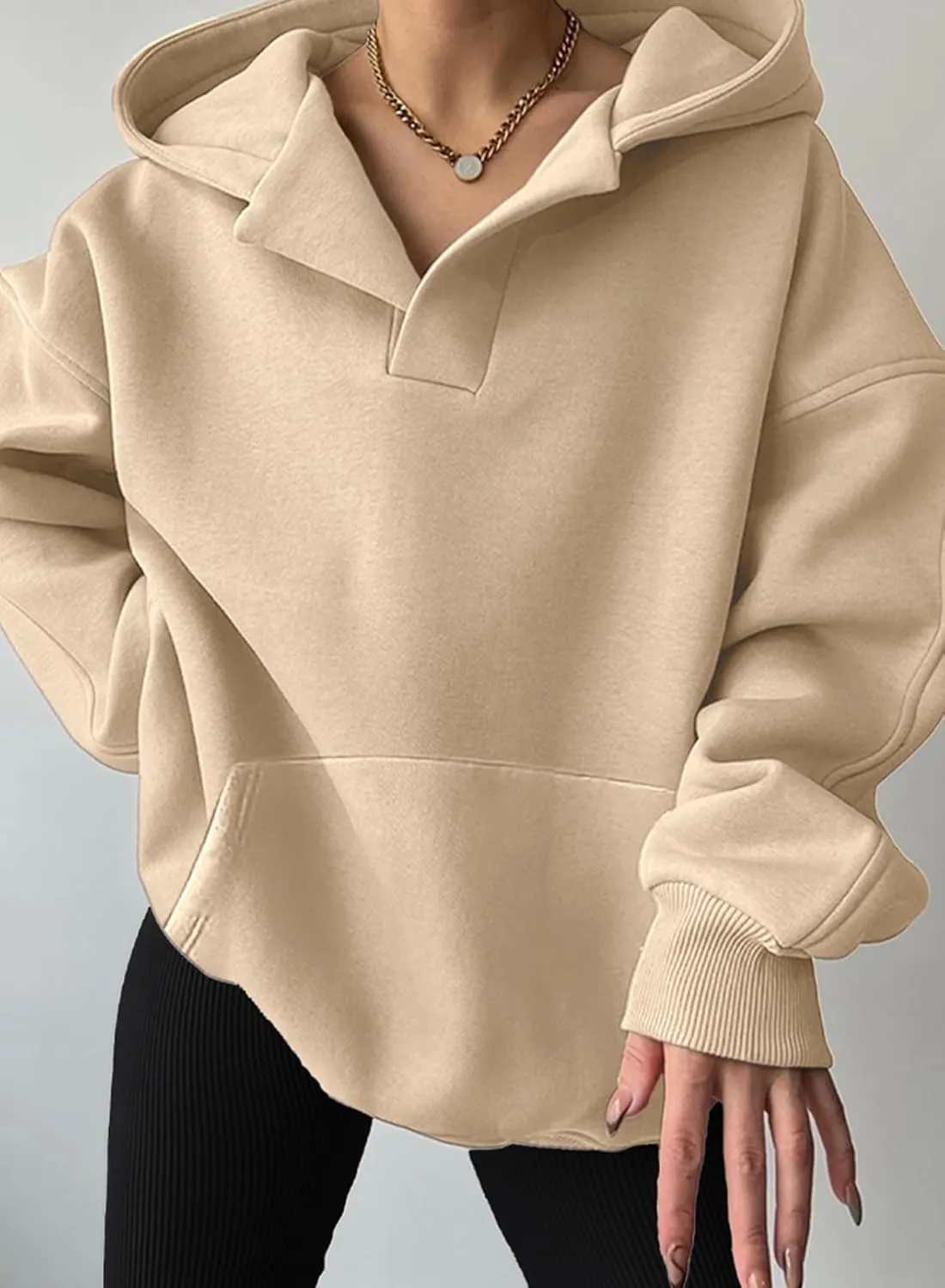 SHEWIN Women Casual Oversized Long Sleeve Fleece Sweatshirt Hoodies with Pockets, S-XXL
