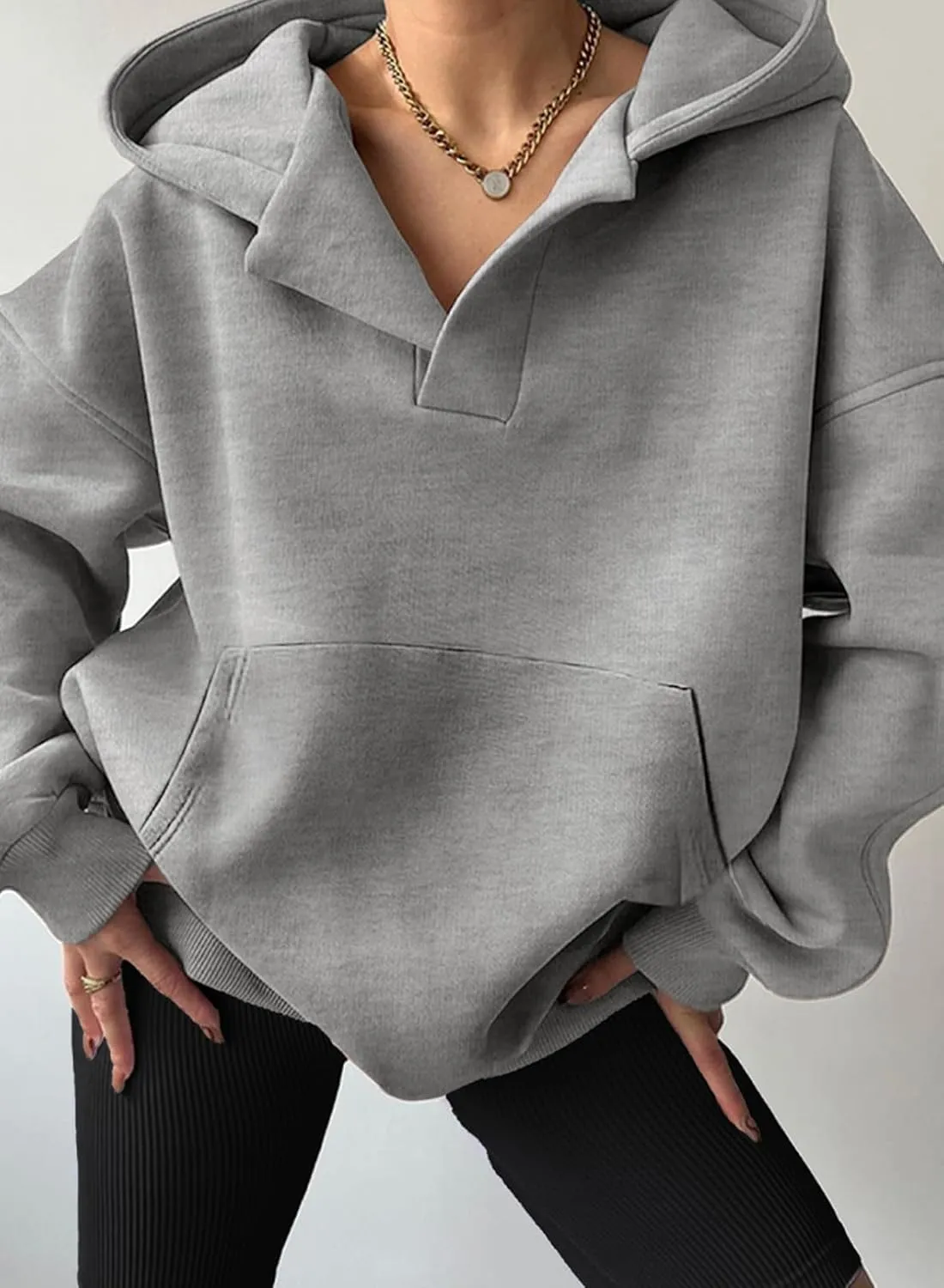 SHEWIN Women Casual Oversized Long Sleeve Fleece Sweatshirt Hoodies with Pockets, S-XXL