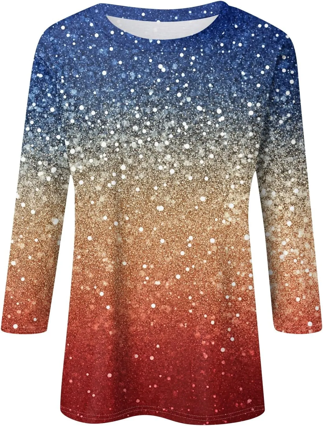 Shirts for Women 3/4 Sleeve Trendy Cute Print Round Neck Lightweight Three Quarter Length Summer Tops