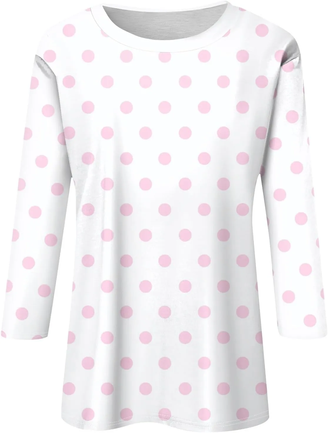 Shirts for Women 3/4 Sleeve Trendy Cute Print Round Neck Lightweight Three Quarter Length Summer Tops