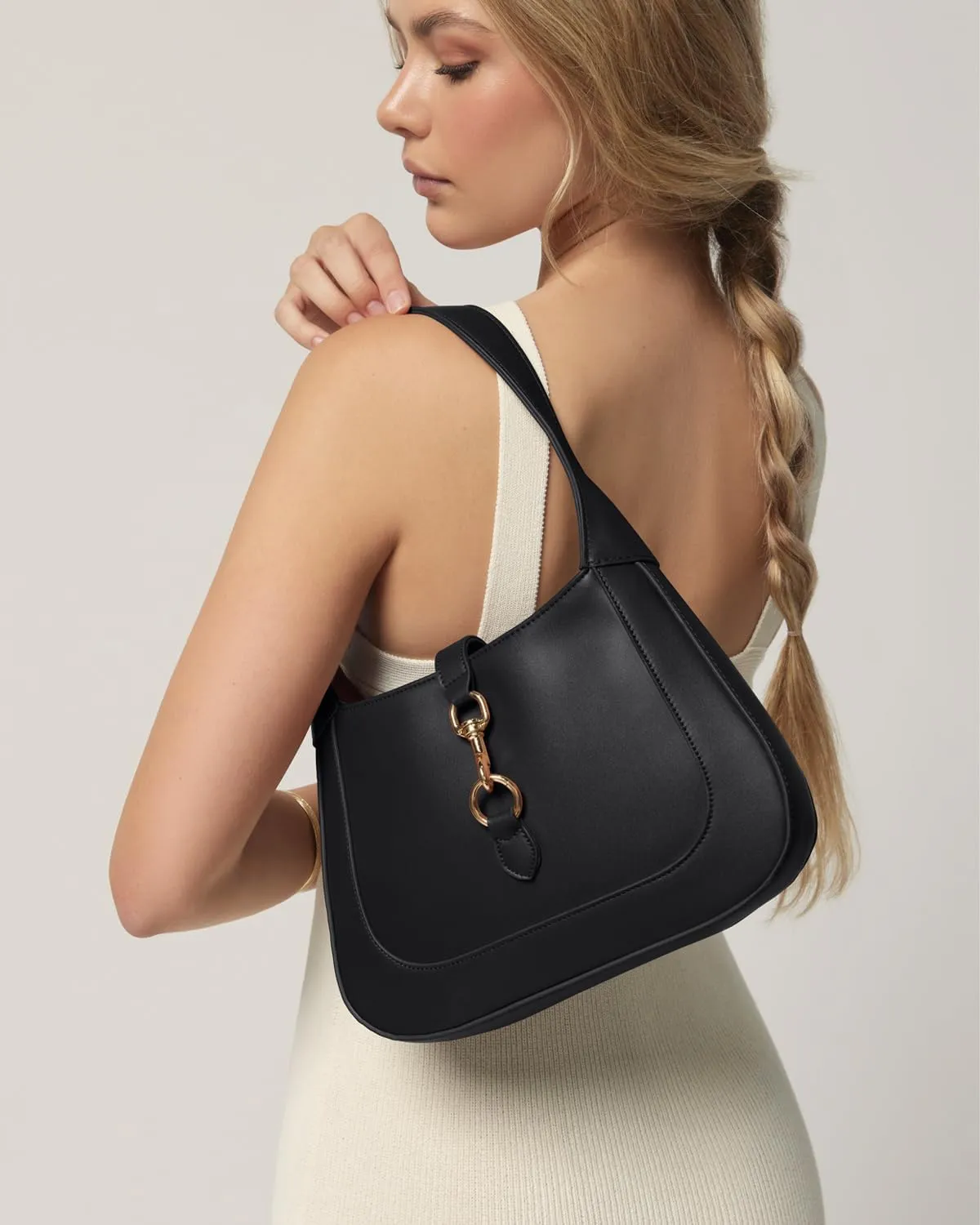 Shoulder Bag for Women - Small Shoulder Purses - Top Handle Structured Handbags - Adjustable Strap Vegan Leather