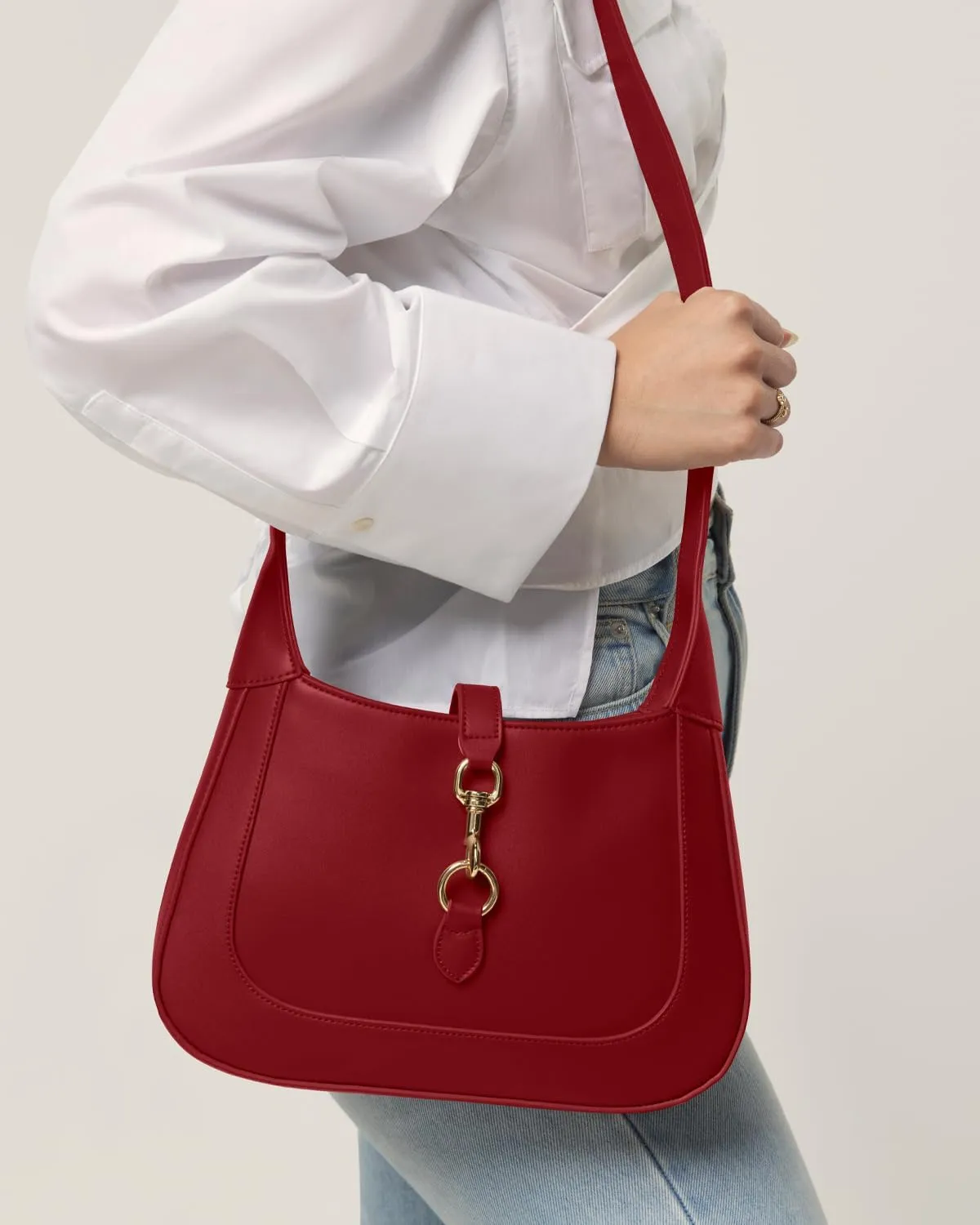 Shoulder Bag for Women - Small Shoulder Purses - Top Handle Structured Handbags - Adjustable Strap Vegan Leather