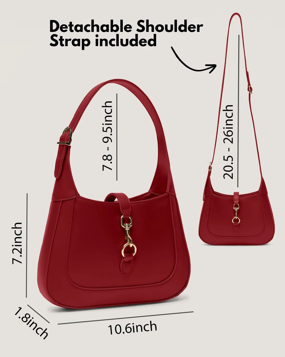 Shoulder Bag for Women - Small Shoulder Purses - Top Handle Structured Handbags - Adjustable Strap Vegan Leather