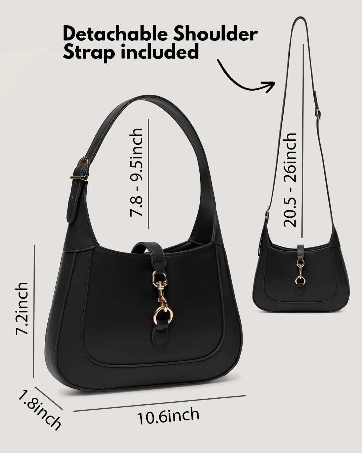 Shoulder Bag for Women - Small Shoulder Purses - Top Handle Structured Handbags - Adjustable Strap Vegan Leather