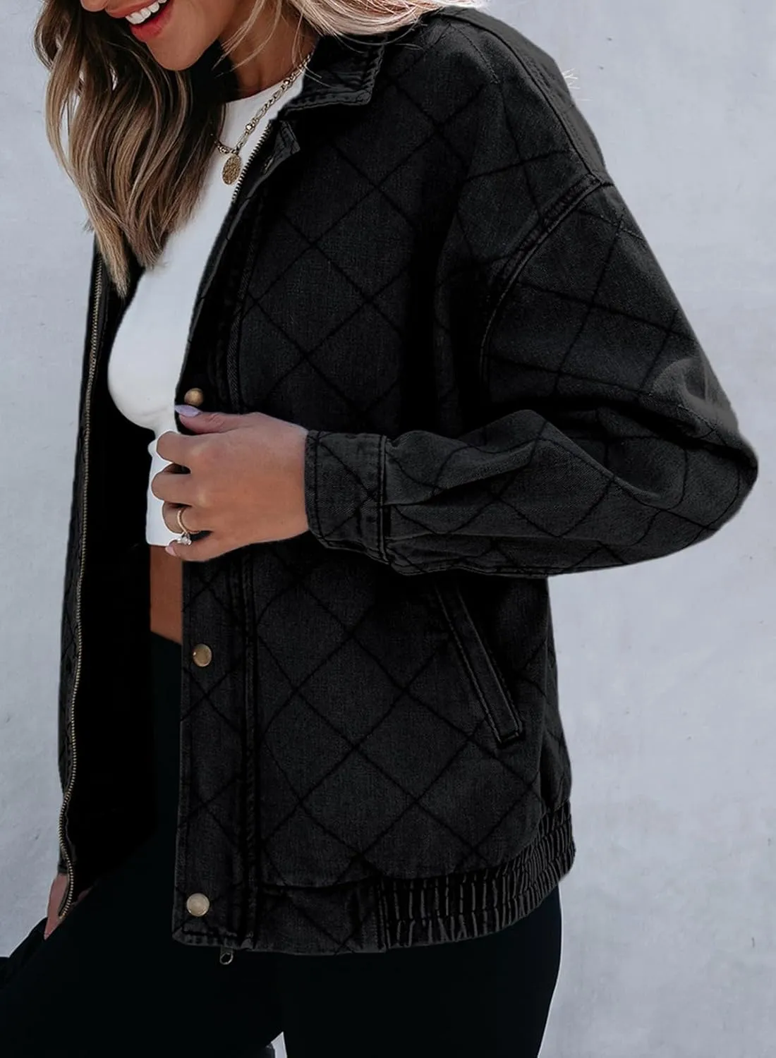 Sidefeel Women's Jean Jacket Long Sleeve Zimbaplatinum Overszied Denim Jackets Shacket Coat Fashion Spring Outfits 2025