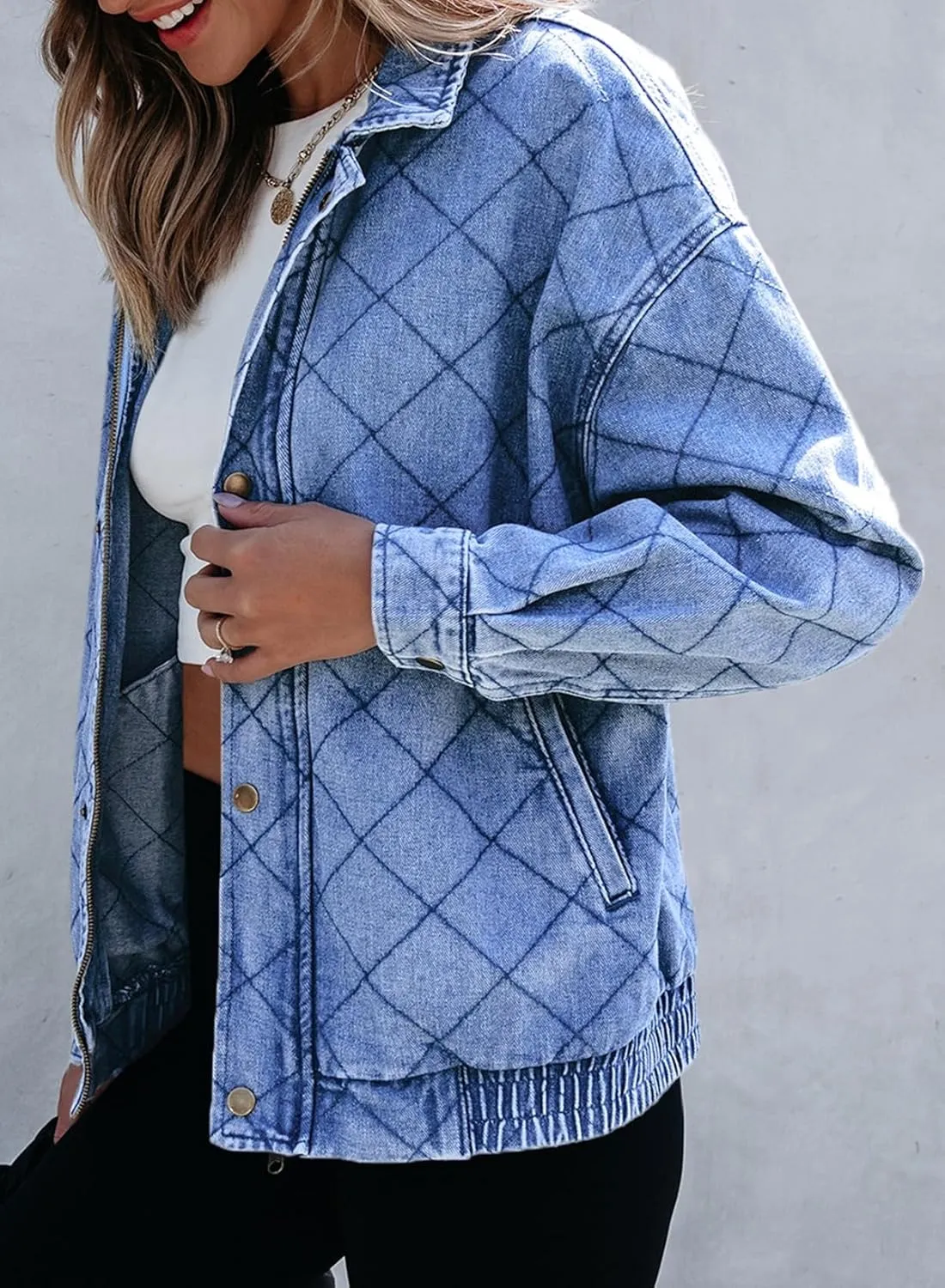 Sidefeel Women's Jean Jacket Long Sleeve Zimbaplatinum Overszied Denim Jackets Shacket Coat Fashion Spring Outfits 2025