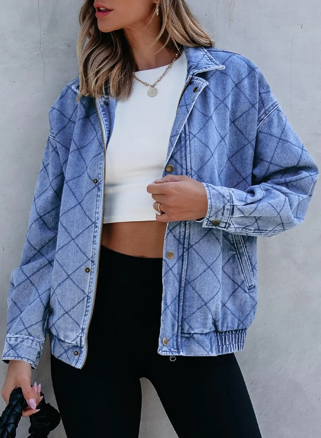 Sidefeel Women's Jean Jacket Long Sleeve Zimbaplatinum Overszied Denim Jackets Shacket Coat Fashion Spring Outfits 2025