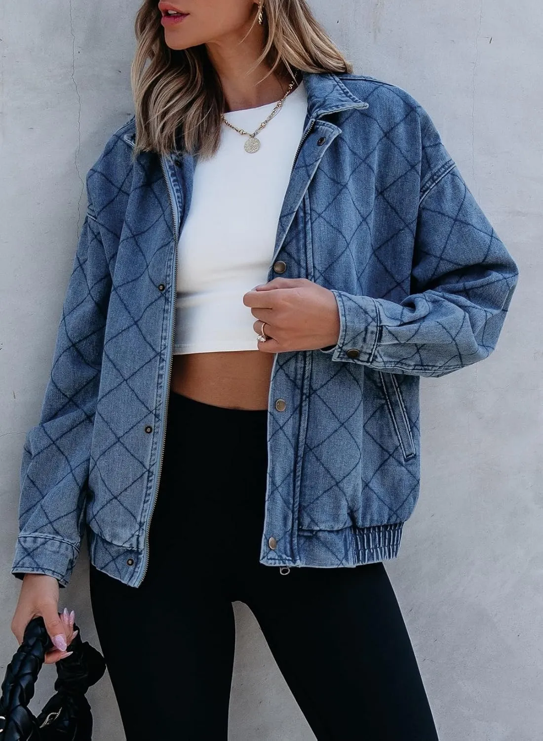 Sidefeel Women's Jean Jacket Long Sleeve Zimbaplatinum Overszied Denim Jackets Shacket Coat Fashion Spring Outfits 2025