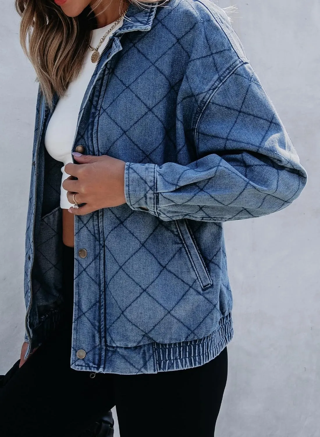 Sidefeel Women's Jean Jacket Long Sleeve Zimbaplatinum Overszied Denim Jackets Shacket Coat Fashion Spring Outfits 2025