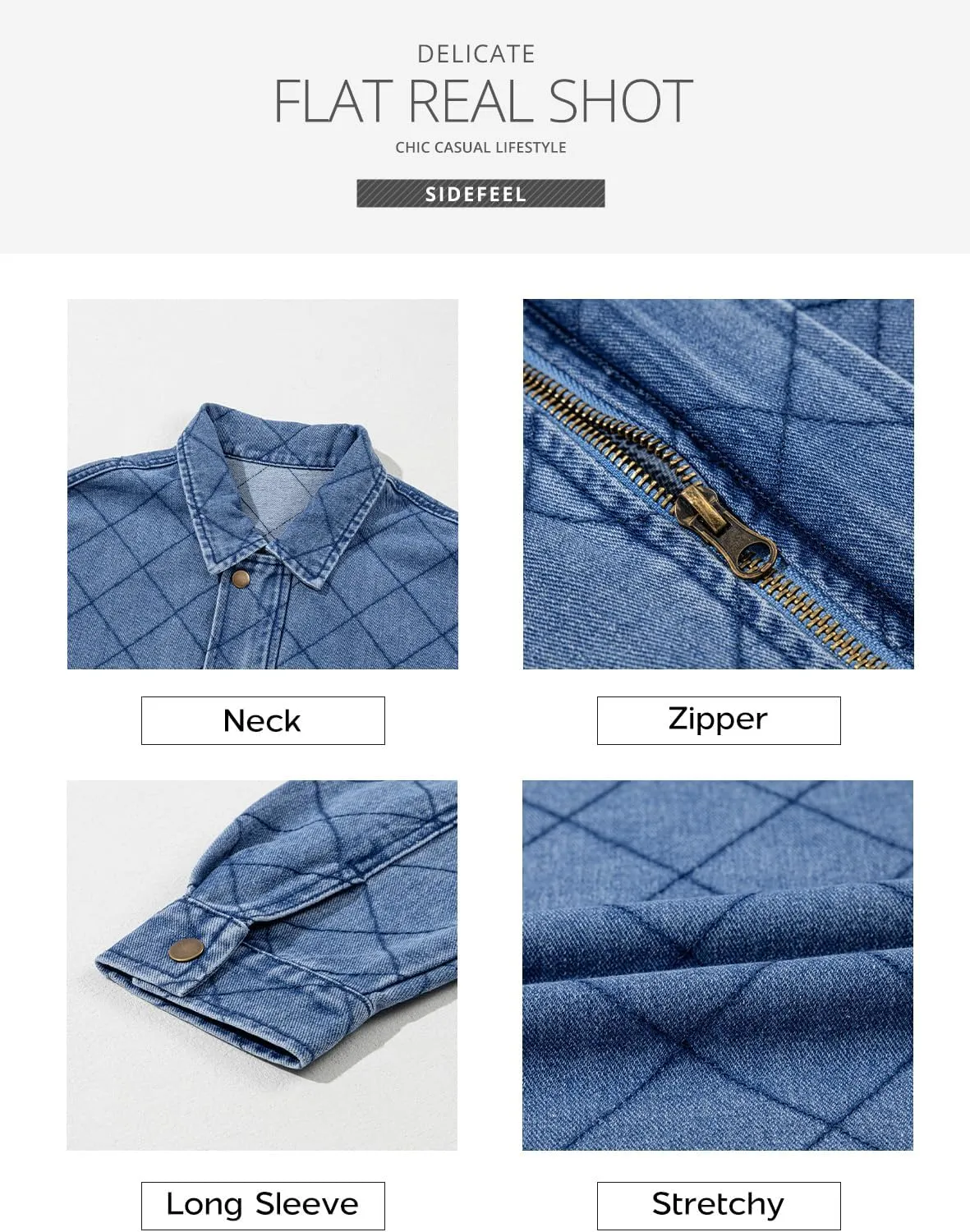 Sidefeel Women's Jean Jacket Long Sleeve Zimbaplatinum Overszied Denim Jackets Shacket Coat Fashion Spring Outfits 2025