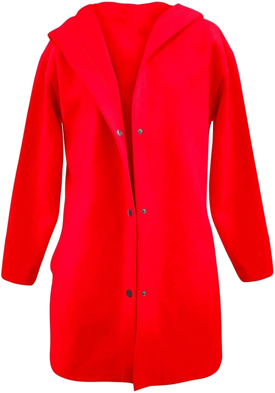 Sinzelimin Women's Trench Coat Fashion Solid Color Button Front Mid-Length Jacket Hooded Windbreaker Going Out Outerwear Coat