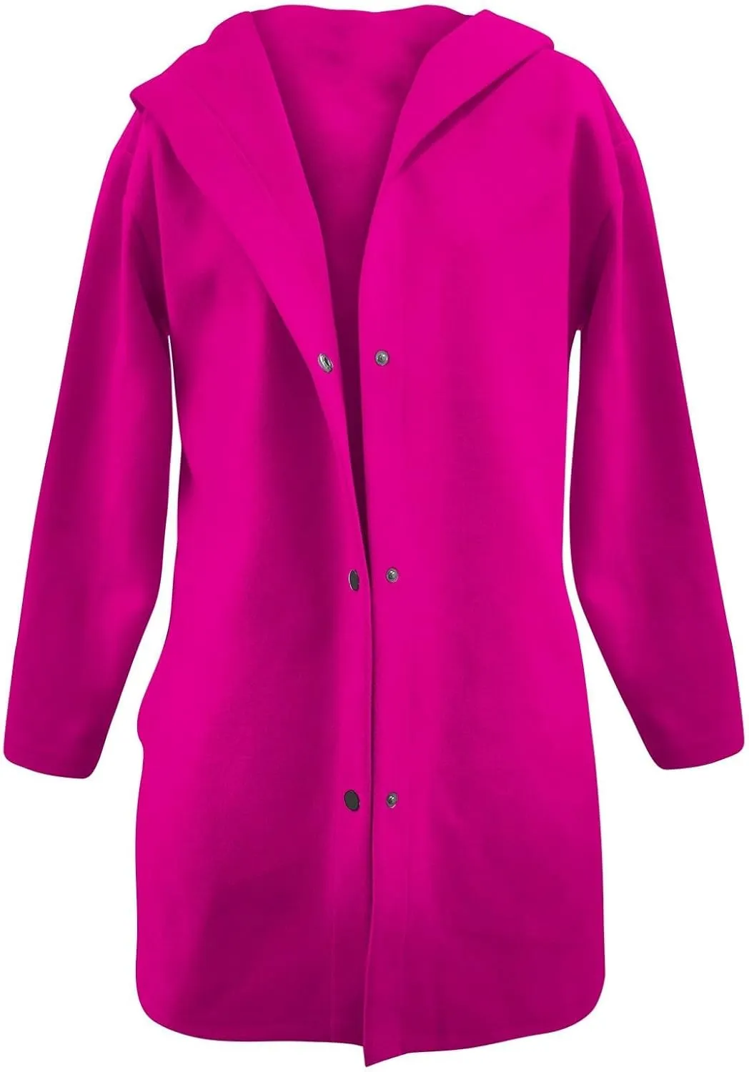 Sinzelimin Women's Trench Coat Fashion Solid Color Button Front Mid-Length Jacket Hooded Windbreaker Going Out Outerwear Coat
