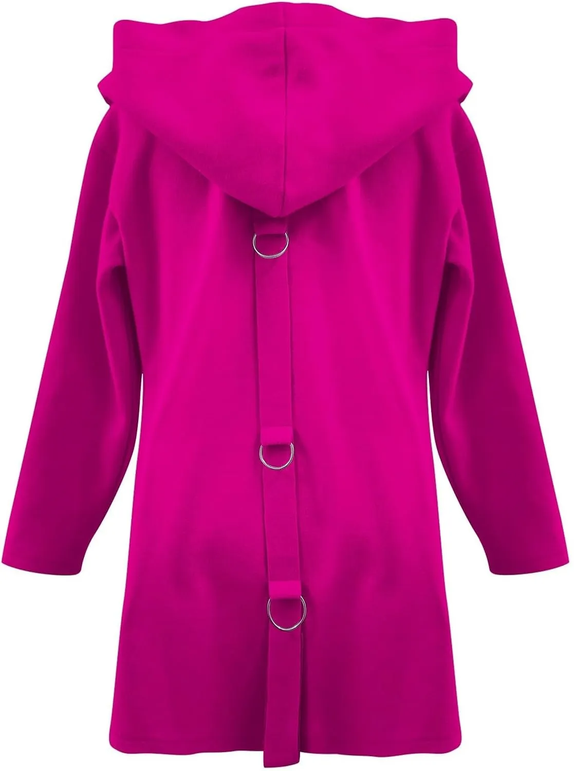 Sinzelimin Women's Trench Coat Fashion Solid Color Button Front Mid-Length Jacket Hooded Windbreaker Going Out Outerwear Coat