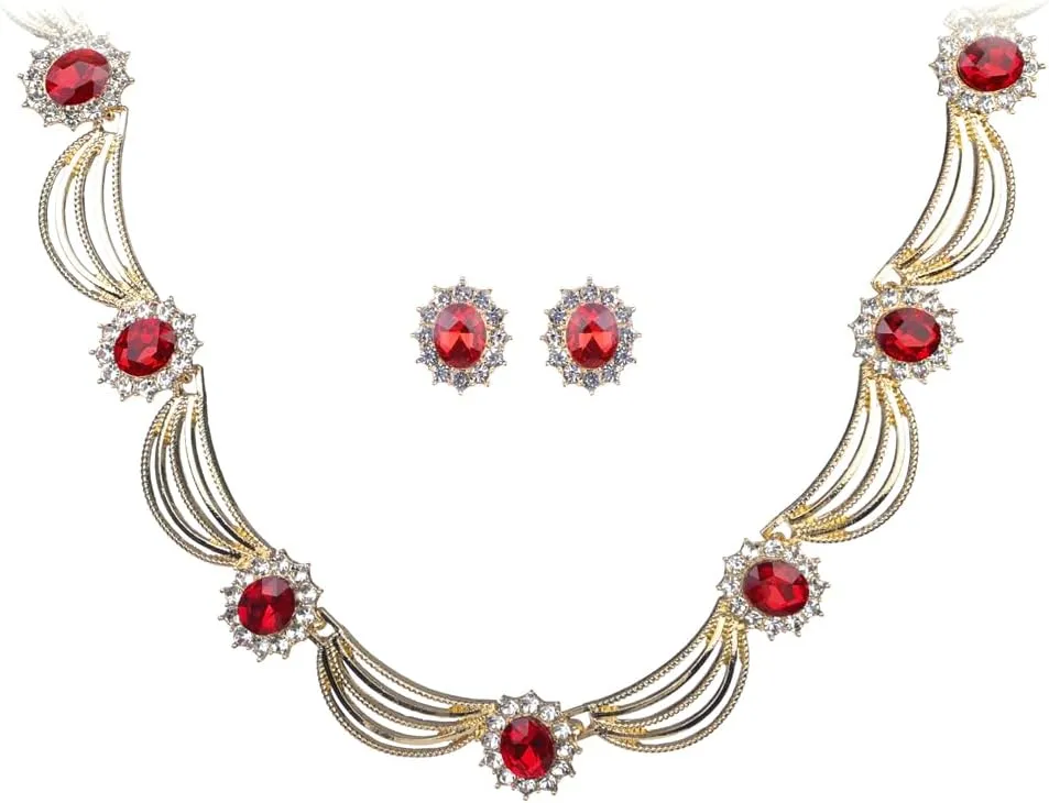 Sither Party Jewelry Set for Women Fashion Crystal Necklace Earrings Jewelry Set for Prom Wedding Dress