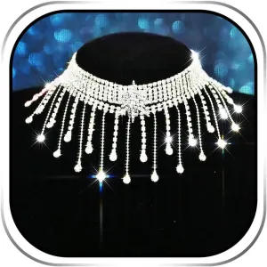 Sixexey Silver Rhinestone Jewelry Set Bridal Wedding Tassel Necklaces Earrings Sparkly Prom Neck Jewelry for Women
