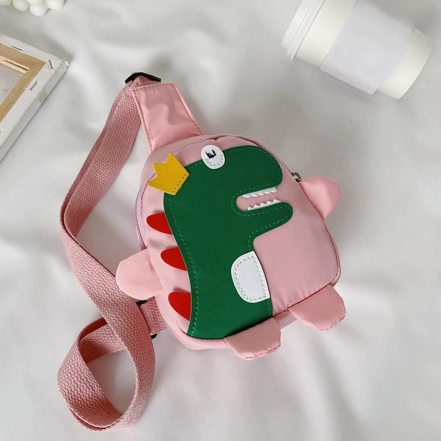 Small Sling Backpack Crossbody Bag Girls And Boys Childrens Fashion Cartoon Dinosaur Chest Bag Nylon Adjustable