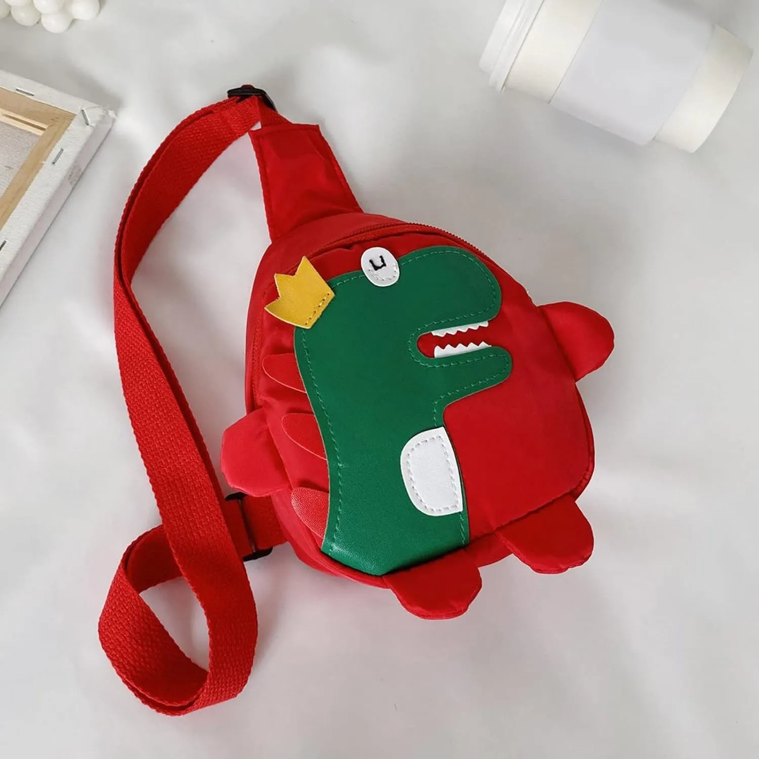 Small Sling Backpack Crossbody Bag Girls And Boys Childrens Fashion Cartoon Dinosaur Chest Bag Nylon Adjustable