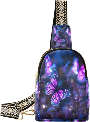 Small Sling Bag Waist Packs Leather Crossbody Packs Chest Bag Light Butterfly for Women Travel Belt Purse