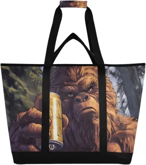 Soda Funny Sasquatch Large Insulated Tote Bag for Grocery Shopping Reusable Tote Bags for Women Men, Cooler Bag with Zippered Top & Handles for Beach Picnic Travel