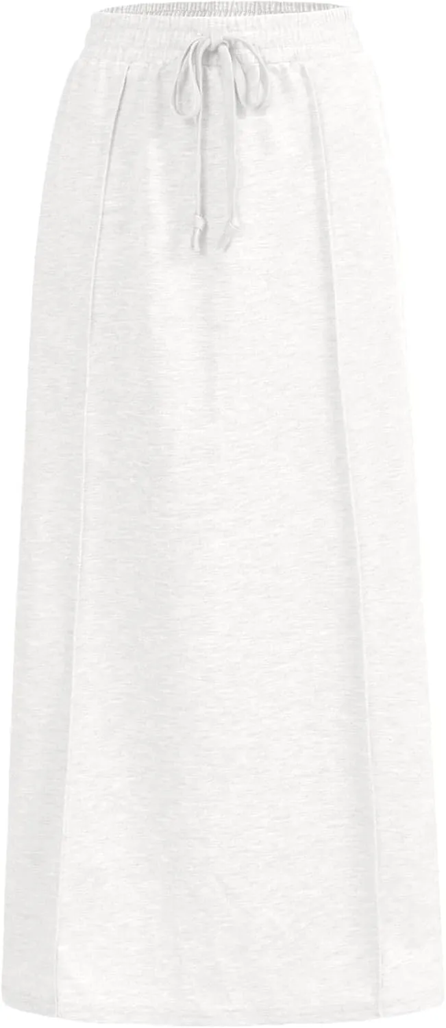 SOFIA'S CHOICE Women's Drawstring Midi Skirts High Elastic Waist Skirt