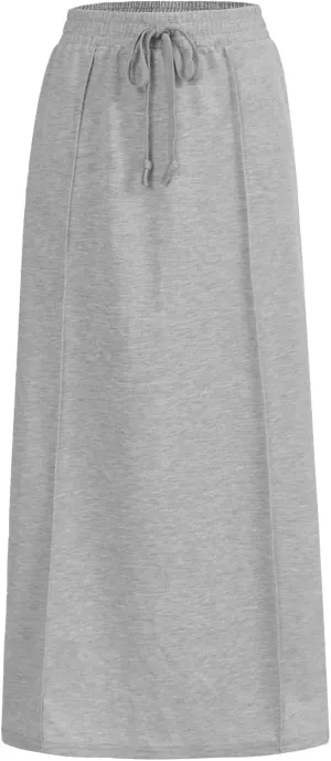 SOFIA'S CHOICE Women's Drawstring Midi Skirts High Elastic Waist Skirt
