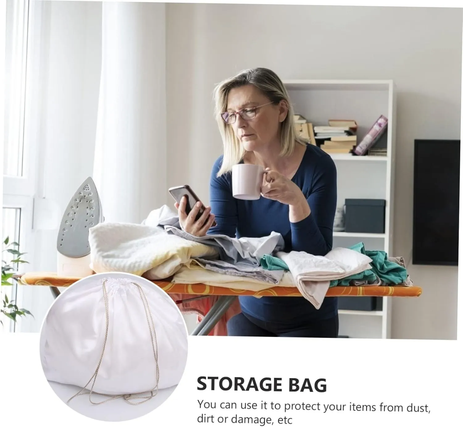 SOIMISS Practical Storage : 2 Pack Drawstring Bag Black for Household Quilt and Toy Storage