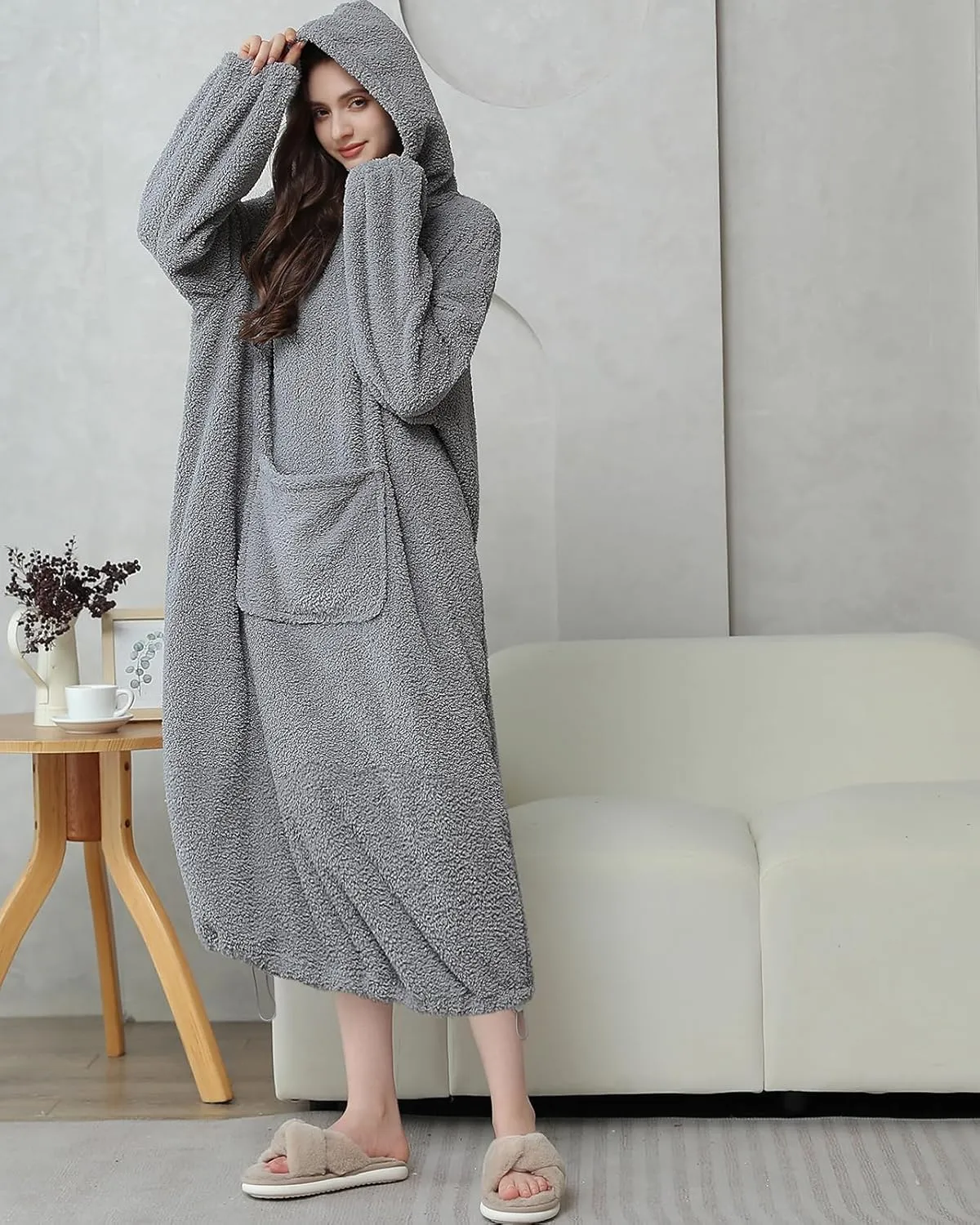 Soojun Women's Comfort Wearable Blanket Robe with Hoodie