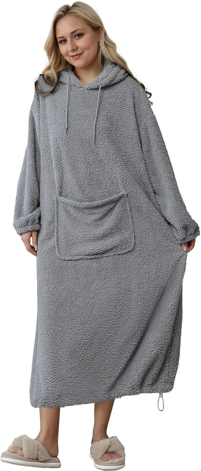 Soojun Women's Comfort Wearable Blanket Robe with Hoodie