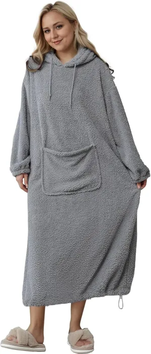 Soojun Women's Comfort Wearable Blanket Robe with Hoodie