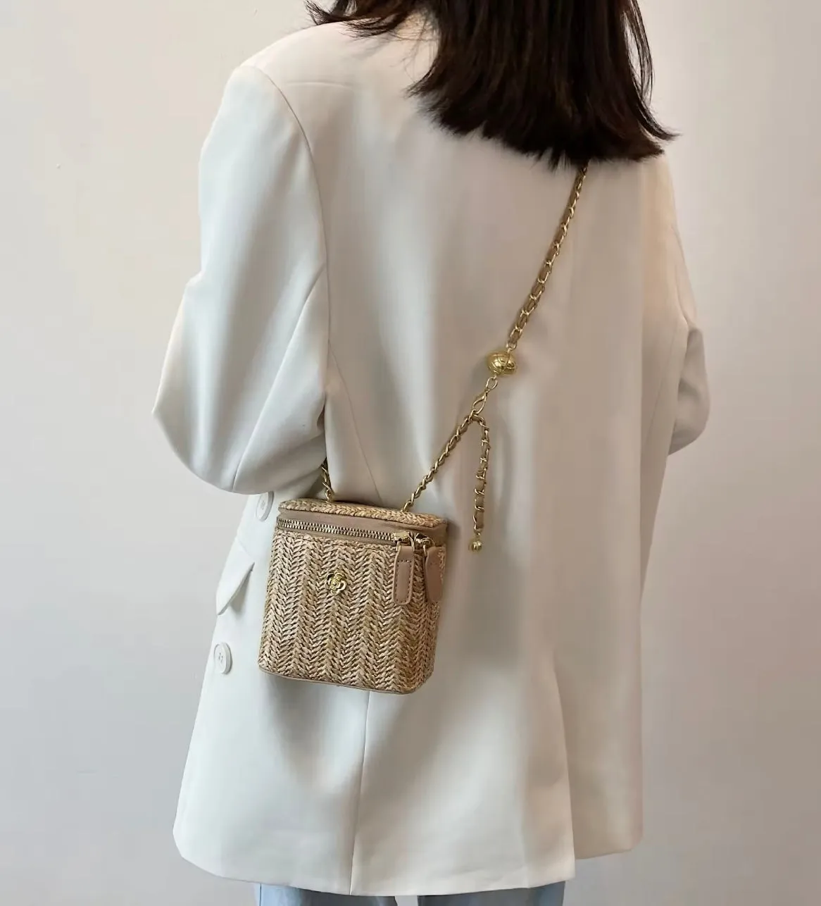 Straw Vanity Crossbody Bag