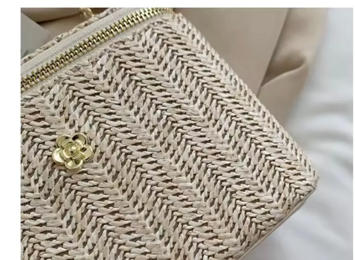 Straw Vanity Crossbody Bag