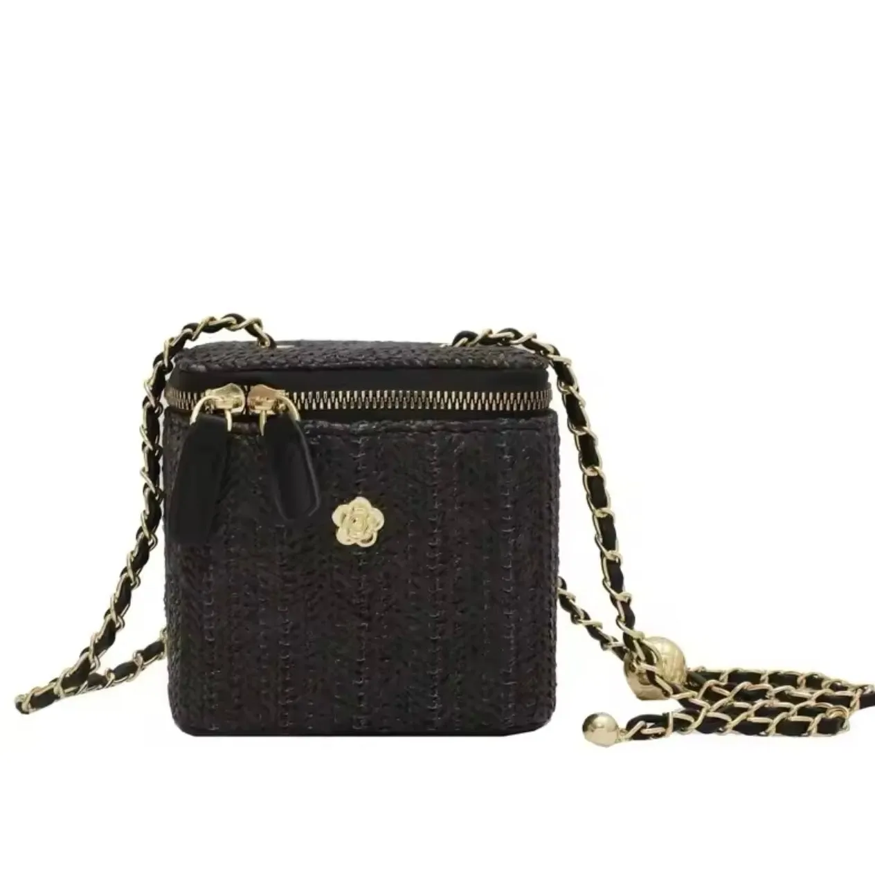 Straw Vanity Crossbody Bag