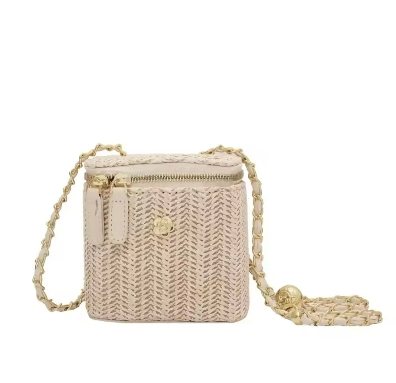 Straw Vanity Crossbody Bag