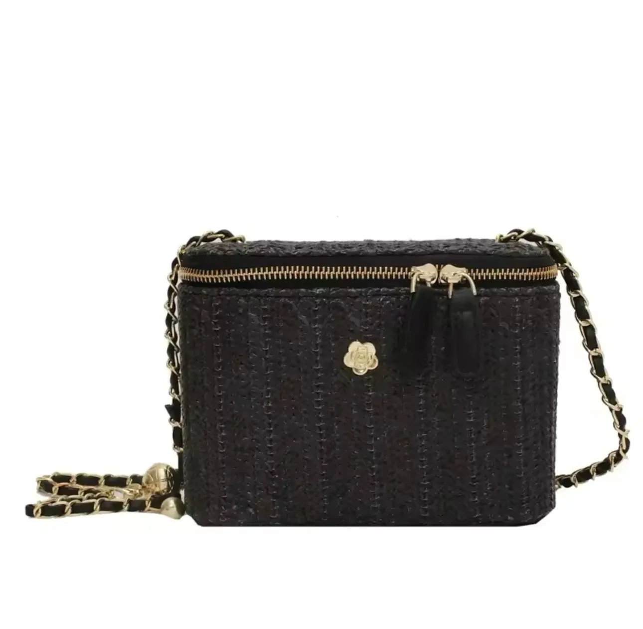 Straw Vanity Crossbody Bag