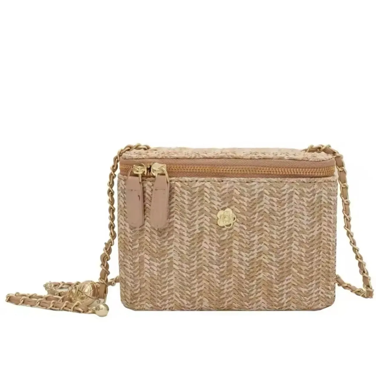 Straw Vanity Crossbody Bag